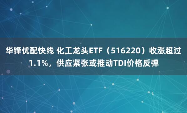 华锋优配快线 化工龙头ETF（516220）收涨超过1.1%，供应紧张或推动TDI价格反弹
